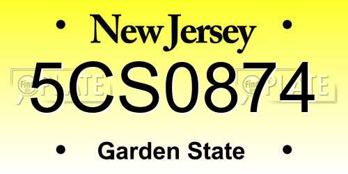 5CS0874 New Jersey License Plate