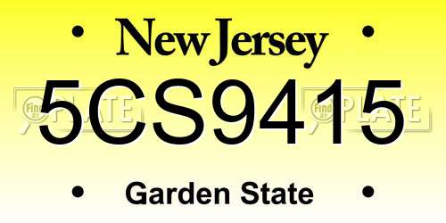 5CS9415 New Jersey License Plate