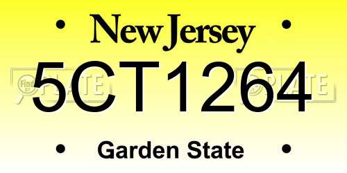 5CT1264 New Jersey License Plate