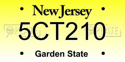 5CT210 New Jersey License Plate