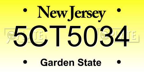 5CT5034 New Jersey License Plate
