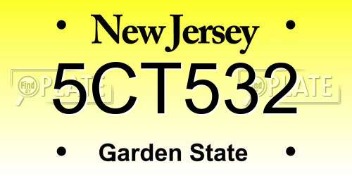 5CT532 New Jersey License Plate