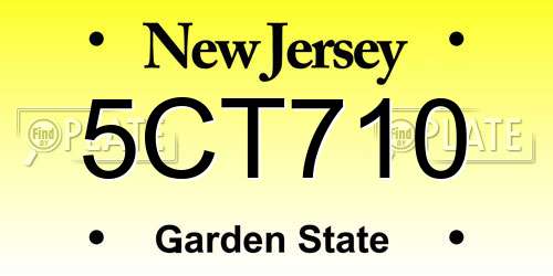 5CT710 New Jersey License Plate