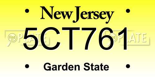 5CT761 New Jersey License Plate