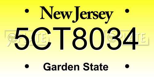 5CT8034 New Jersey License Plate