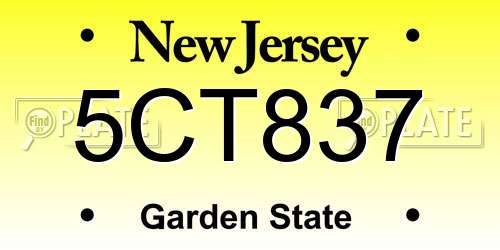 5CT837 New Jersey License Plate