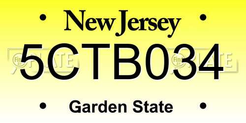 5CTB034 New Jersey License Plate