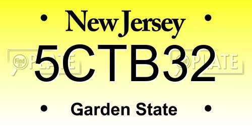 5CTB32 New Jersey License Plate