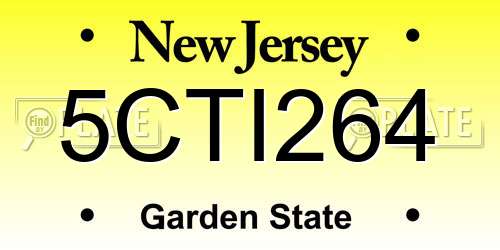 5CTI264 New Jersey License Plate