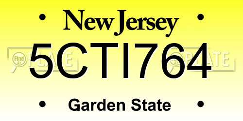 5CTI764 New Jersey License Plate