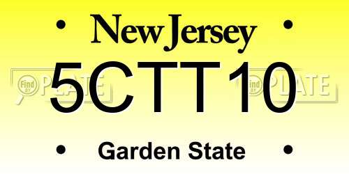 5CTT10 New Jersey License Plate