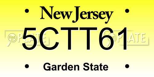 5CTT61 New Jersey License Plate