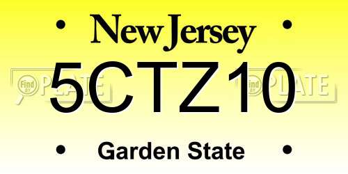 5CTZ10 New Jersey License Plate
