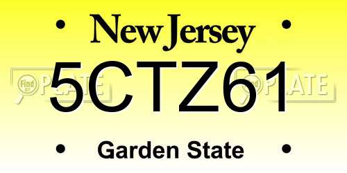 5CTZ61 New Jersey License Plate