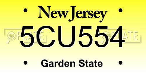 5CU554 New Jersey License Plate