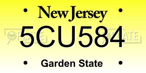 5CU584 New Jersey License Plate