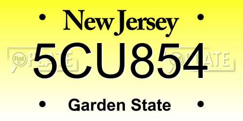 5CU854 New Jersey License Plate