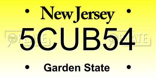 5CUB54 New Jersey License Plate