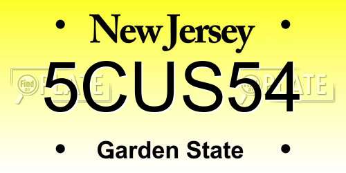 5CUS54 New Jersey License Plate