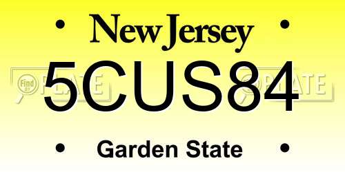 5CUS84 New Jersey License Plate