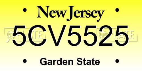 5CV5525 New Jersey License Plate