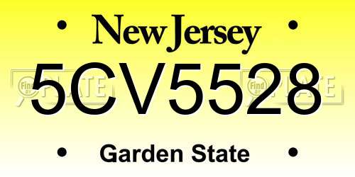 5CV5528 New Jersey License Plate