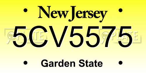 5CV5575 New Jersey License Plate