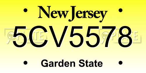 5CV5578 New Jersey License Plate