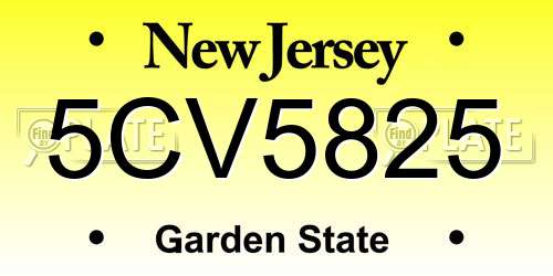 5CV5825 New Jersey License Plate