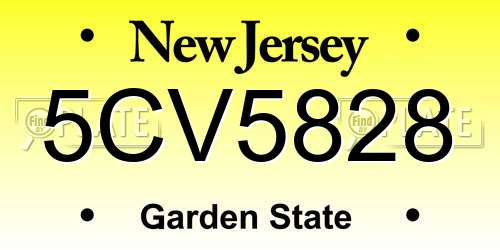 5CV5828 New Jersey License Plate