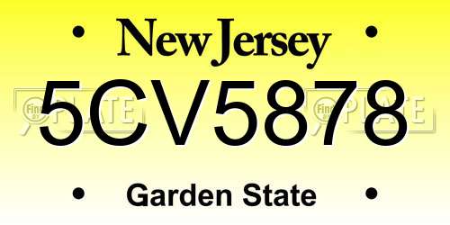 5CV5878 New Jersey License Plate