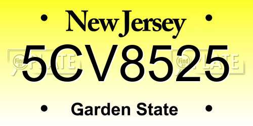 5CV8525 New Jersey License Plate