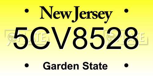 5CV8528 New Jersey License Plate