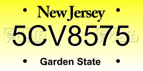 5CV8575 New Jersey License Plate