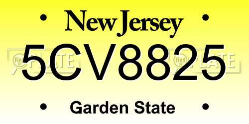 5CV8825 New Jersey License Plate