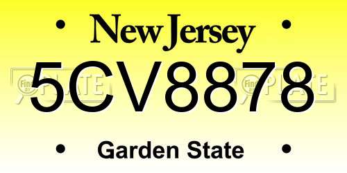 5CV8878 New Jersey License Plate
