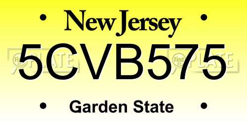 5CVB575 New Jersey License Plate