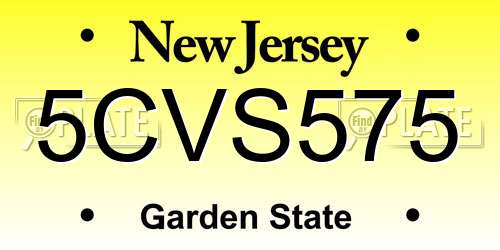 5CVS575 New Jersey License Plate