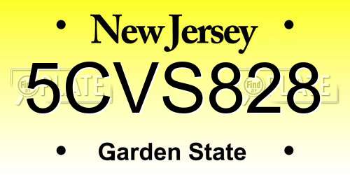 5CVS828 New Jersey License Plate