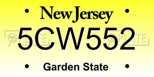 5CW552 New Jersey License Plate