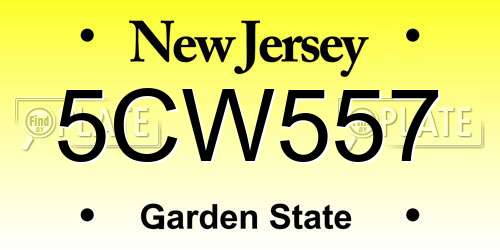 5CW557 New Jersey License Plate