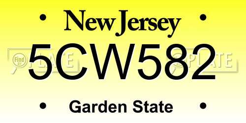 5CW582 New Jersey License Plate