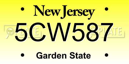 5CW587 New Jersey License Plate