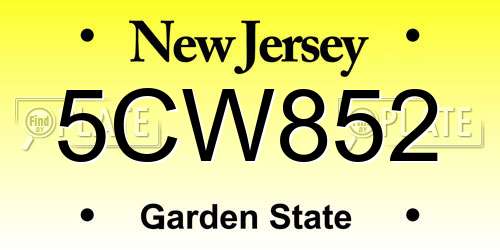 5CW852 New Jersey License Plate