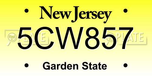5CW857 New Jersey License Plate