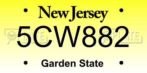 5CW882 New Jersey License Plate