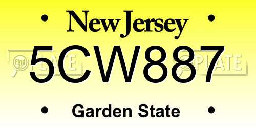 5CW887 New Jersey License Plate