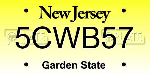 5CWB57 New Jersey License Plate