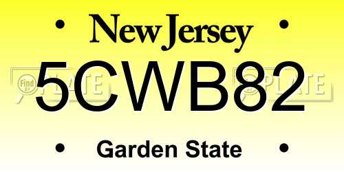5CWB82 New Jersey License Plate