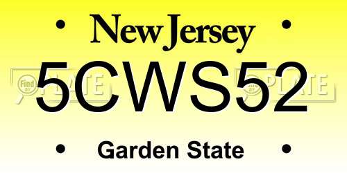 5CWS52 New Jersey License Plate